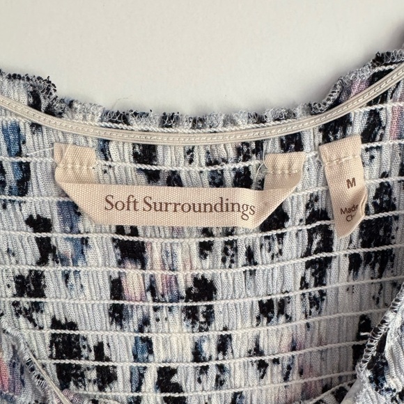 NWT Soft Surroundings Marcelo Blue Leopard Print Smocked Maxi Dress Size Medium - Picture 3 of 7